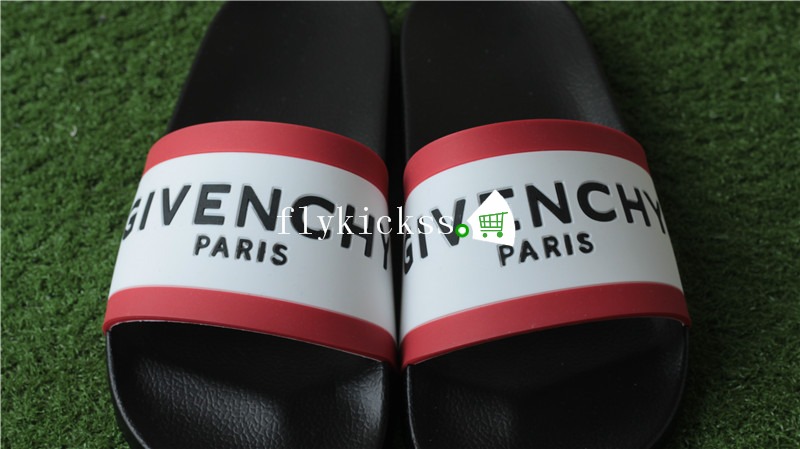 Givenchy Logo Rubber Slides White Red